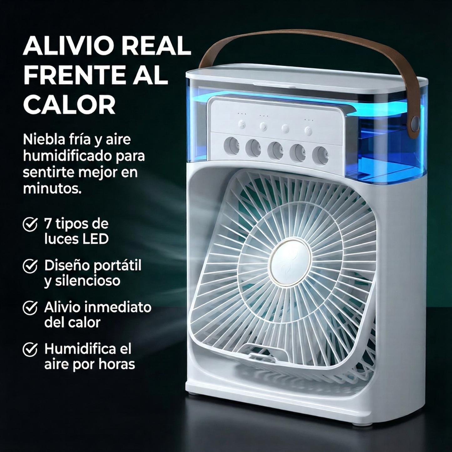 ClimaZen™ ⏐ Frescura portátil con niebla fría, luz ambiente y aromaterapia — todo en uno.
