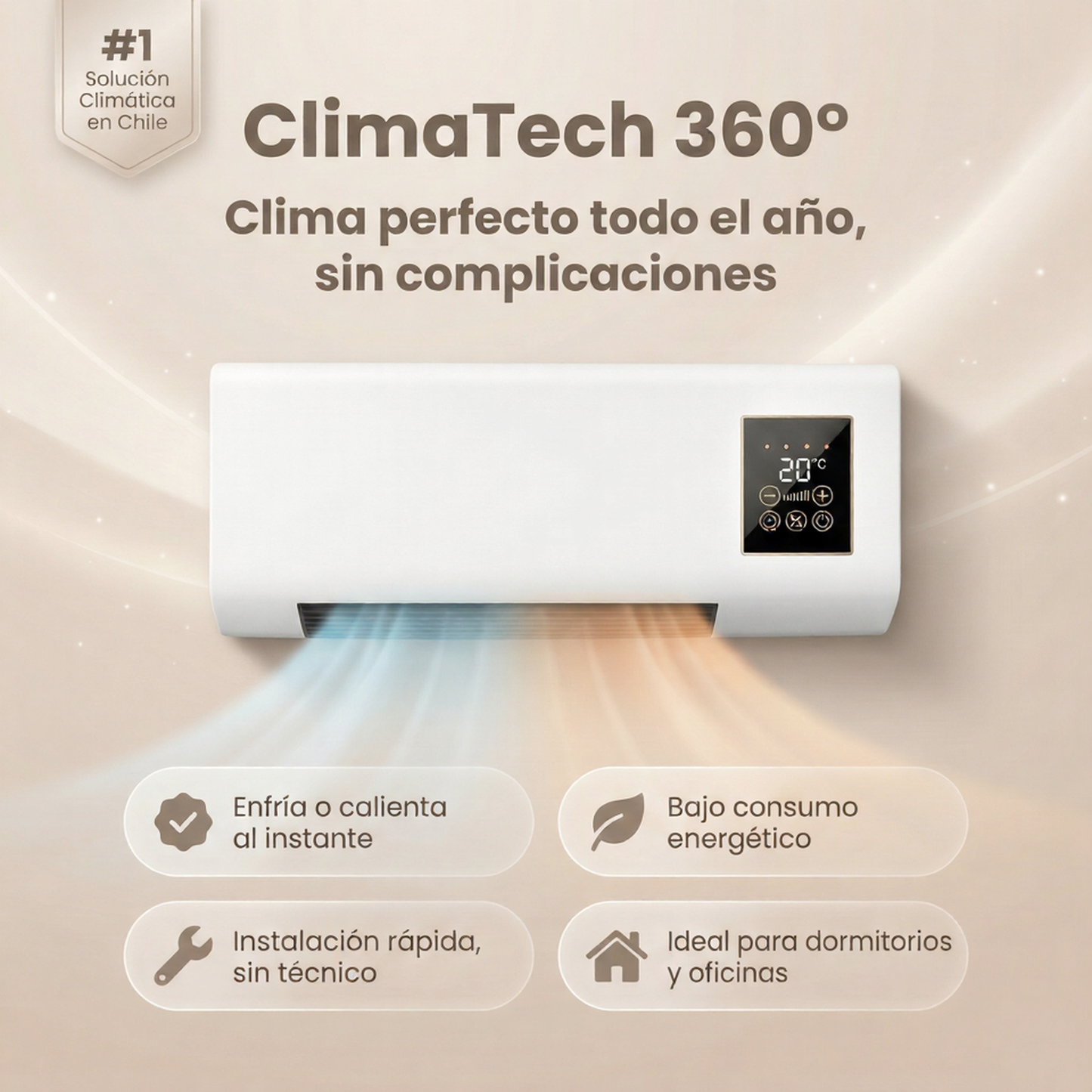 ClimaTech 360° ⏐ Aire Acondicionado 2 en 1 Portátil Premium